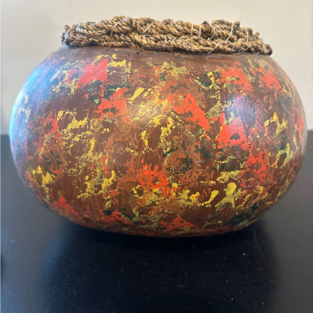 Handcrafted Gourd Bowl Folk Art